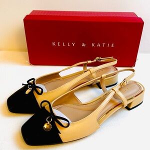New Kelly & Katie Umal Woman’s Low Heel Slingback Pump / Black & Tan / Sz 11